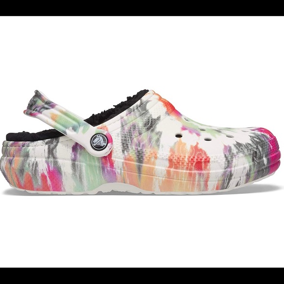 Crocs Unisex Adult Classic Rainbow Festival Lined Clogs in Blotched Tie Dye - Picture 3 of 6